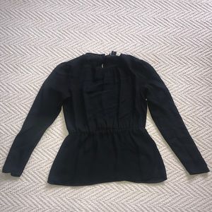 Theory black womens blouse buttons down back